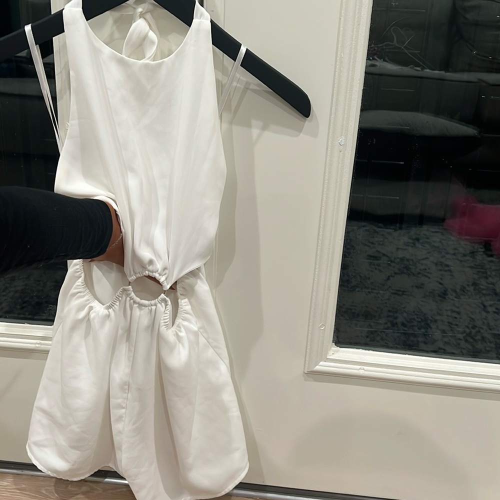 Revolve super down white romper size xs